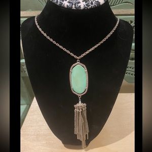 Beautiful turquoise, silver costume jewelry, necklace. Long adjustable chain 17”